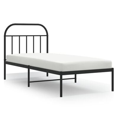 vidaXL Cadre de lit métal sans matelas avec tête de lit noir 90x190 cm