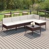 vidaXL Salon de jardin 6 pcs avec coussins R&eacute;sine tress&eacute;e Marron
