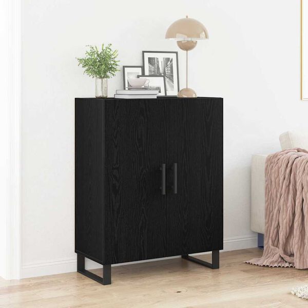 vidaXL Buffet Ch&ecirc;ne noir 69,5 x 34 x 90 cm Bois d'ing&eacute;nierie