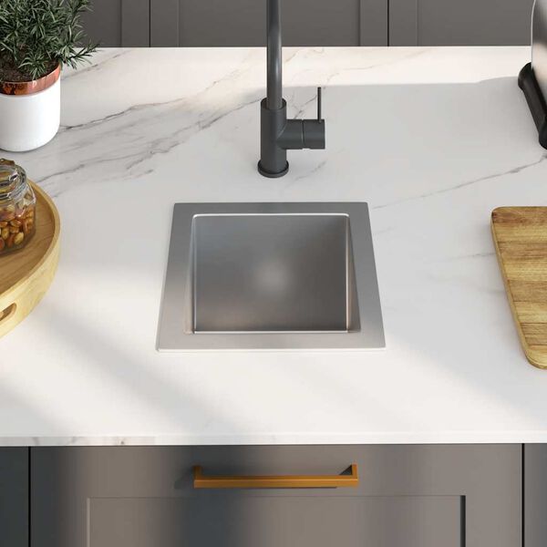 vidaXL &Eacute;vier de cuisine fait main Acier inoxydable