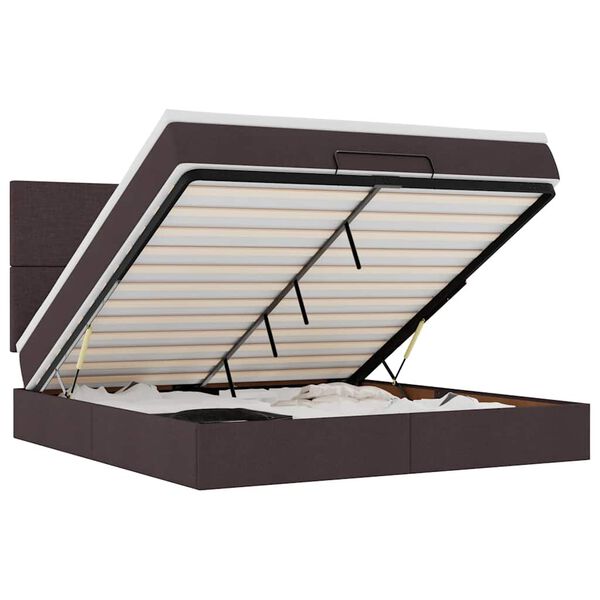 VidaXL Cadre de lit ottoman avec matelas marron fonc&eacute; 160x200 cm tissu