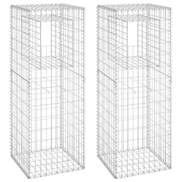 vidaXL Poteaux à panier de gabion 2 pcs 50x50x140 cm Fer