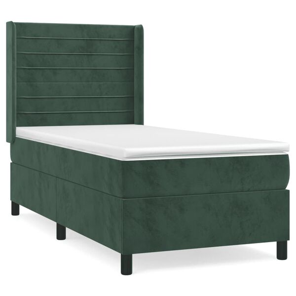 vidaXL Sommier &agrave; lattes de lit avec matelas Vert fonc&eacute; 90x200 cm