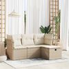 vidaXL Salon de jardin avec coussins 4 pcs beige r&eacute;sine tress&eacute;e