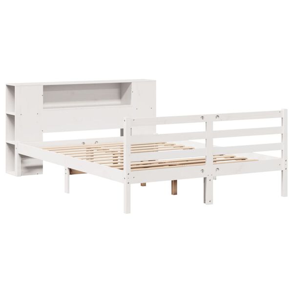 vidaXL Lit biblioth&egrave;que sans matelas blanc 150x200 cm bois pin massif