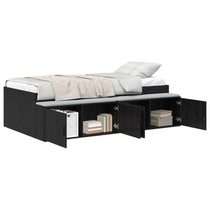 vidaXL Cadre de lit Ch&ecirc;ne noir 90 x 200 cm Bois d'ing&eacute;nierie