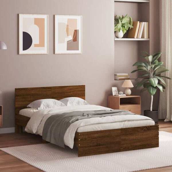 vidaXL Cadre de lit sans matelas ch&ecirc;ne marron 135x190 cm