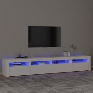 vidaXL Meuble TV avec lumi&egrave;res LED Blanc 240x35x40 cm