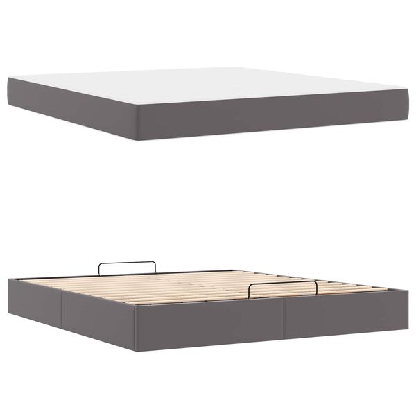 vidaXL Cadre de lit avec matelas avec matelas 2 pcs Gris PVC