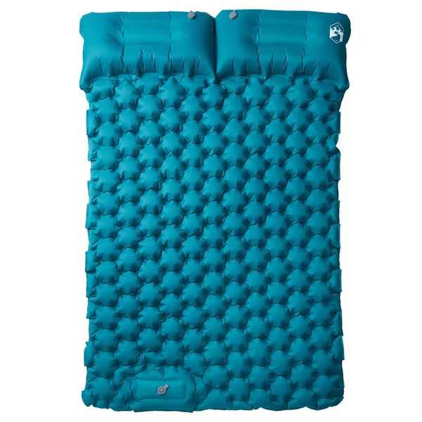 vidaXL Matelas de camping autogonflant avec oreillers 2 personnes bleu