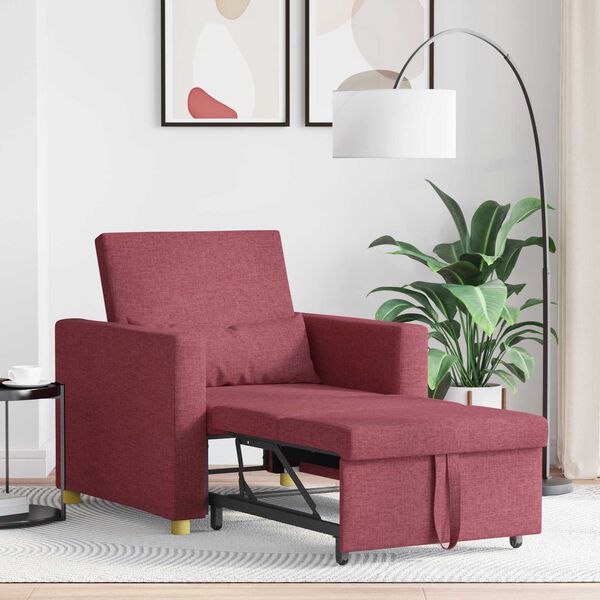 vidaXL Canap&eacute;-lit escamotable simple Bordeaux 90 x 165 x 87 cm tissu