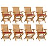 vidaXL Chaises de jardin avec coussins rouge lot de 8 Teck massif