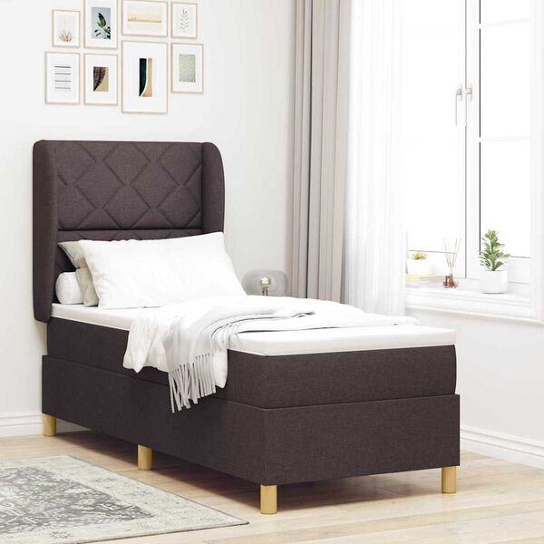 vidaXL Lit &agrave; ressorts avec matelas gris fonc&eacute; 90x190 cm Marron fonc&eacute;