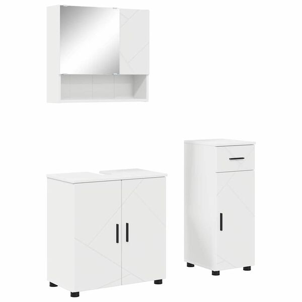 vidaXL Ensemble de mobilier de salle de bain Montage mural 3 pcs Blanc