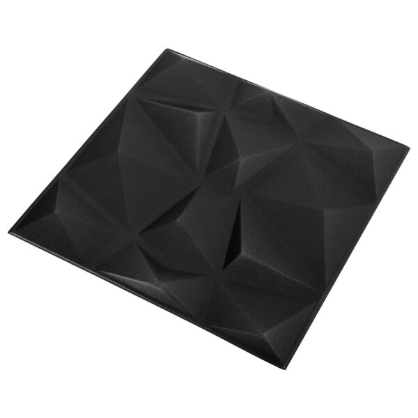 vidaXL Panneaux muraux 3D 48 pcs 50x50 cm Noir diamant 12 m²
