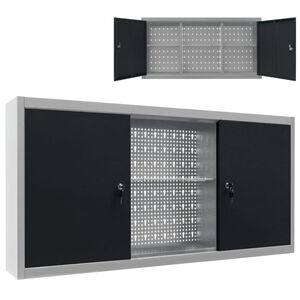 vidaXL Armoire &agrave; outils murale Style Industriel M&eacute;tal Gris et noir