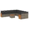 vidaXL Salon de jardin 11 pcs avec coussins gris r&eacute;sine tress&eacute;e