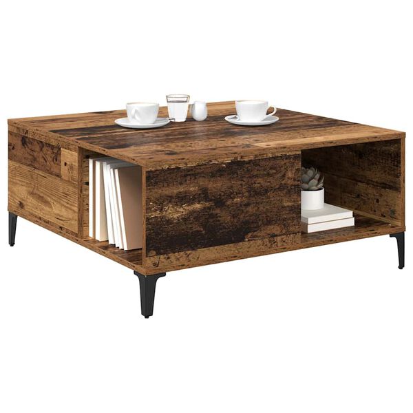 vidaXL Table basse Bois Ancien 80 x 80 x 36,5 cm Bois d'ing&eacute;nierie