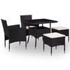 vidaXL Ensemble &agrave; manger d'ext&eacute;rieur 5pcs Noir R&eacute;sine tress&eacute;e et verre