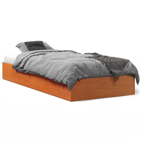 vidaXL Cadre de lit sans matelas cire marron 90x200 cm bois pin massif