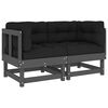 vidaXL Canap&eacute;s d'angle avec coussins 2 pcs gris bois de pin massif