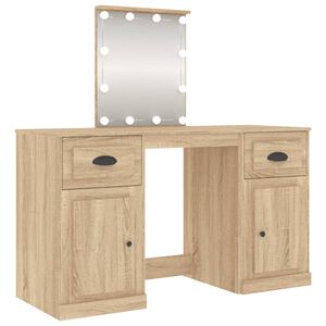 vidaXL Coiffeuse avec LED ch&ecirc;ne sonoma 130x50x132,5 cm