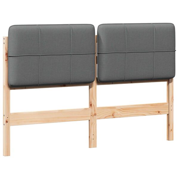 vidaXL T&ecirc;te de lit capitonn&eacute;e Marron et gris clair 140 cm Pin massif
