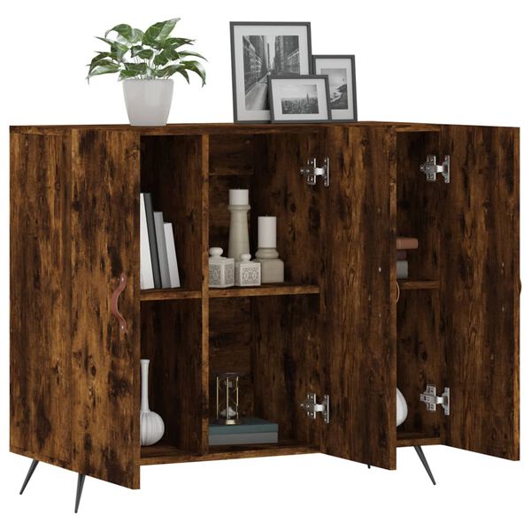 vidaXL Buffet ch&ecirc;ne fum&eacute; 90x34x80 cm bois d'ing&eacute;nierie