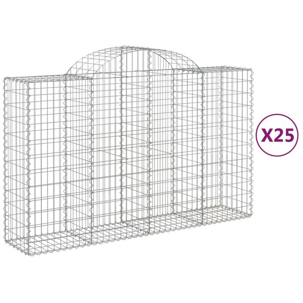 vidaXL Paniers &agrave; gabions arqu&eacute;s 25 pcs 200x50x120/140 cm Fer galvanis&eacute;