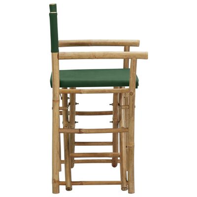 vidaXL Chaises pliables de directeur lot de 2 Vert Bambou et tissu