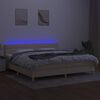 vidaXL Sommier &agrave; lattes de lit et matelas et LED Cr&egrave;me 200x200cm Tissu