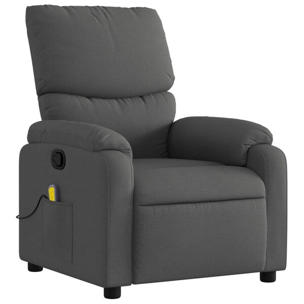 vidaXL Fauteuil de massage inclinable gris fonc&eacute; tissu