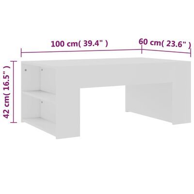 vidaXL Table basse Blanc 100x60x42 cm Aggloméré