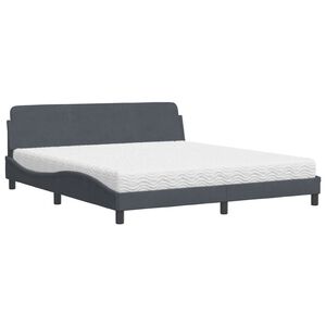 vidaXL Lit avec matelas Dover gris fonc&eacute; 180x200 cm velours