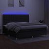 vidaXL Sommier &agrave; lattes de lit et matelas et LED Noir 200x200 cm Tissu