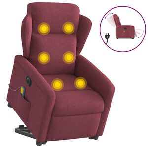 vidaXL Fauteuil inclinable de massage &eacute;lectrique Rouge bordeaux Tissu