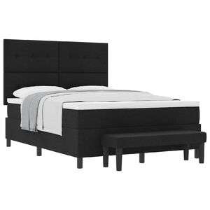 vidaXL Lit &agrave; ressorts avec t&ecirc;te de lit Noir 140 x 200 cm tissu