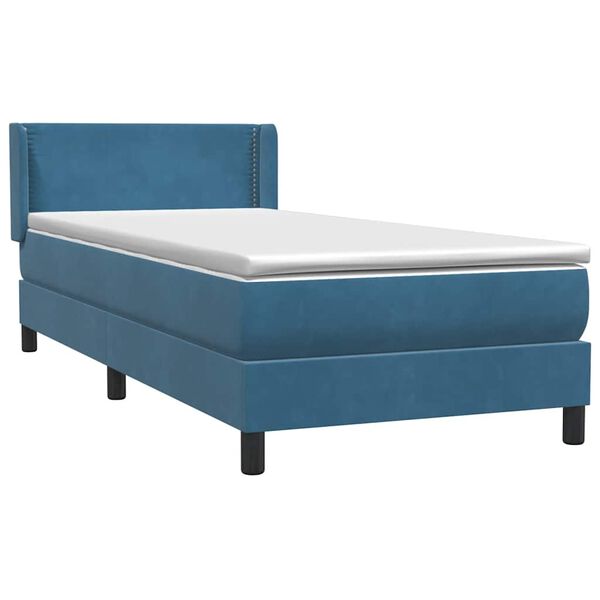 vidaXL Sommier &agrave; lattes de lit et matelas bleu fonc&eacute; 100x220cm velours