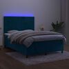 vidaXL Sommier &agrave; lattes de lit avec matelas LED Bleu fonc&eacute; 140x200 cm
