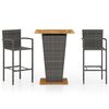 vidaXL Ensemble de bar de jardin 3 pcs Gris