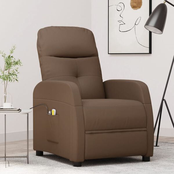 vidaXL Fauteuil &eacute;lectrique de massage Marron Tissu