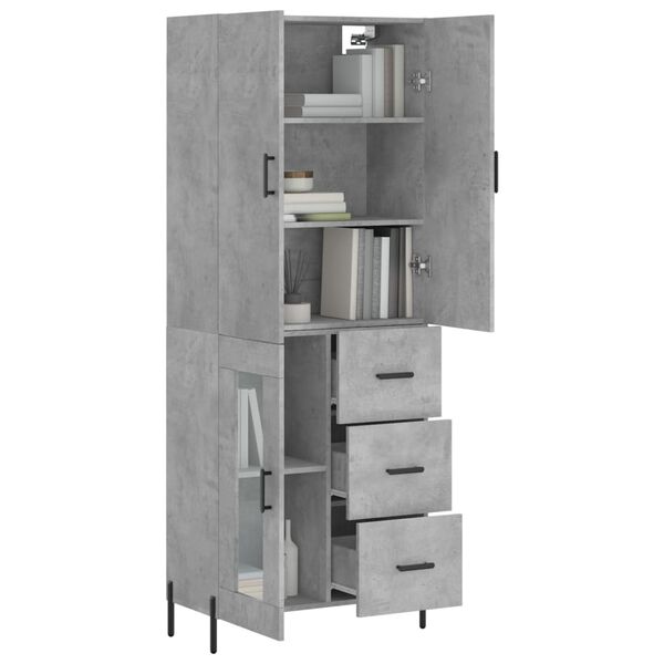 vidaXL Buffet haut Gris b&eacute;ton 69,5x34x180 cm Bois d'ing&eacute;nierie