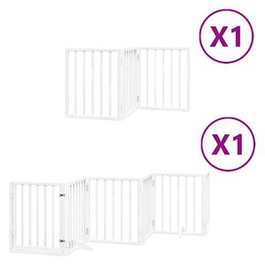 vidaXL Barrière pour chien porte pliable 9panneaux blanc bois peuplier