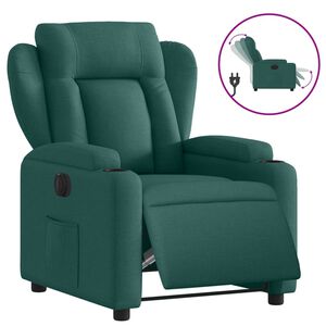 vidaXL Fauteuil inclinable &eacute;lectrique Vert fonc&eacute; Tissu