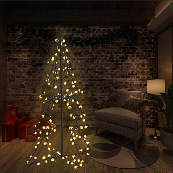vidaXL Arbre de No&euml;l c&ocirc;ne 160 LED d'int&eacute;rieur/d'ext&eacute;rieur 78x120 cm
