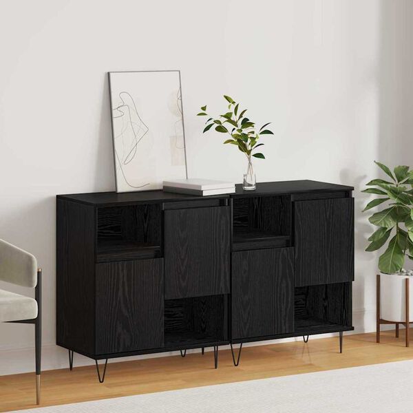 vidaXL Buffet 2 pcs Chêne noir 60 x 35 x 70 cm