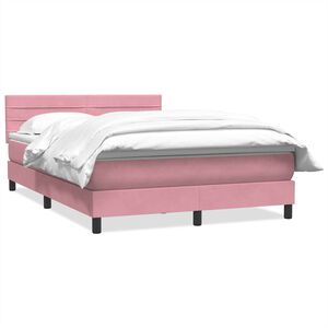 vidaXL Sommier &agrave; lattes de lit avec matelas rose 140x220 cm velours