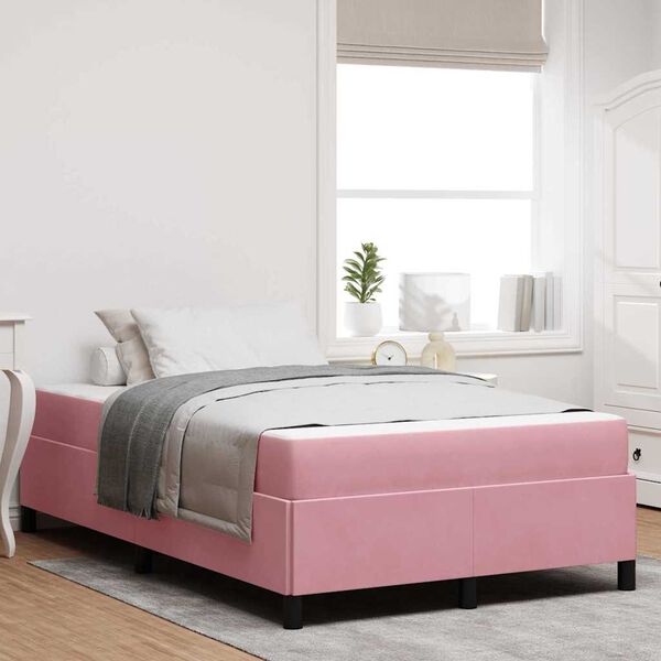 vidaXL Cadre de lit avec matelas Rose 120 x 190 cm tissu
