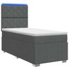 vidaXL Lit boxspring LED avec matelas Gris fonc&eacute; 90 x 190 cm Tissu