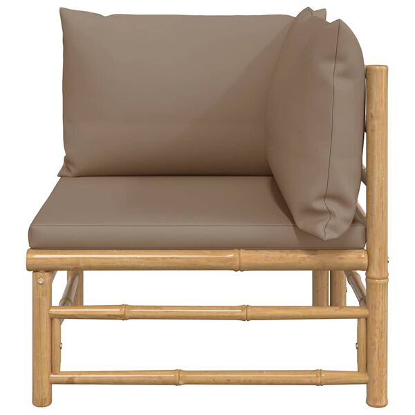 vidaXL Canap&eacute; d'angle de jardin avec coussins taupe bambou